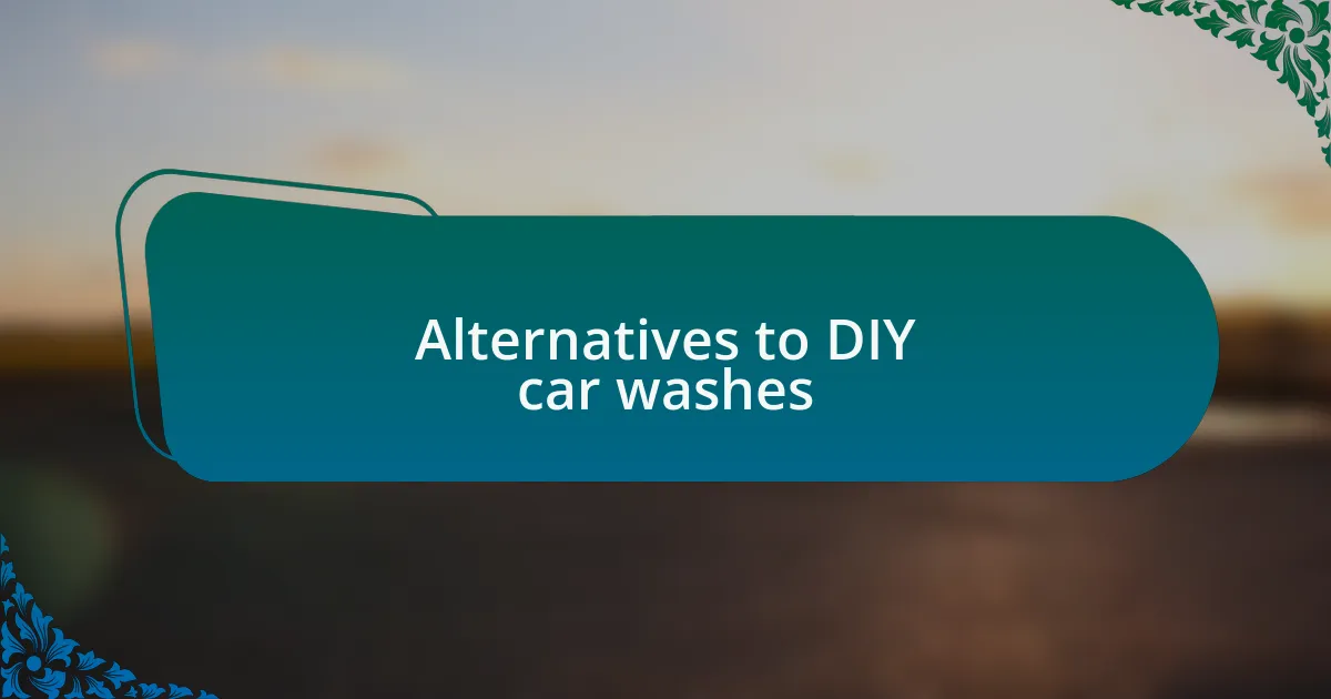 Alternatives to DIY car washes