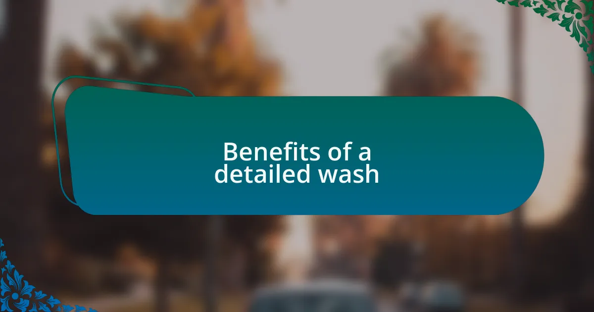Benefits of a detailed wash