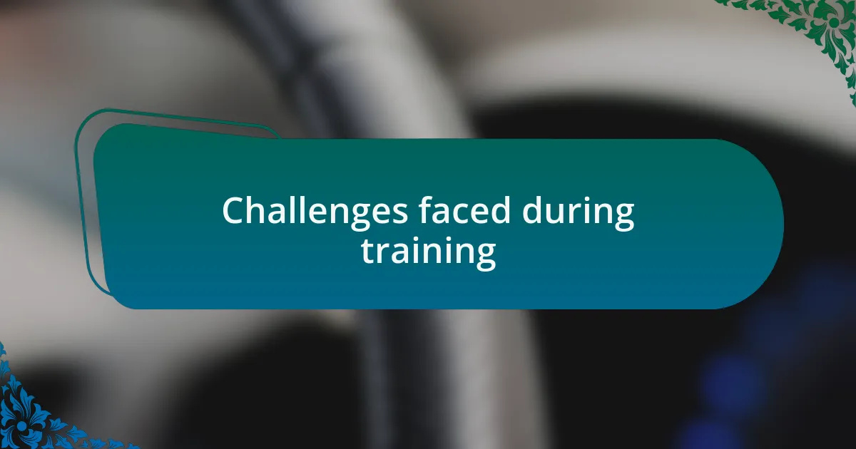 Challenges faced during training