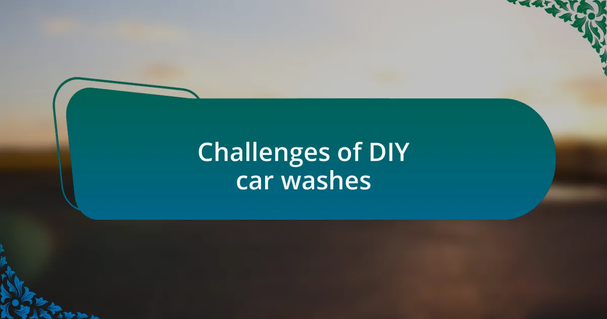 Challenges of DIY car washes