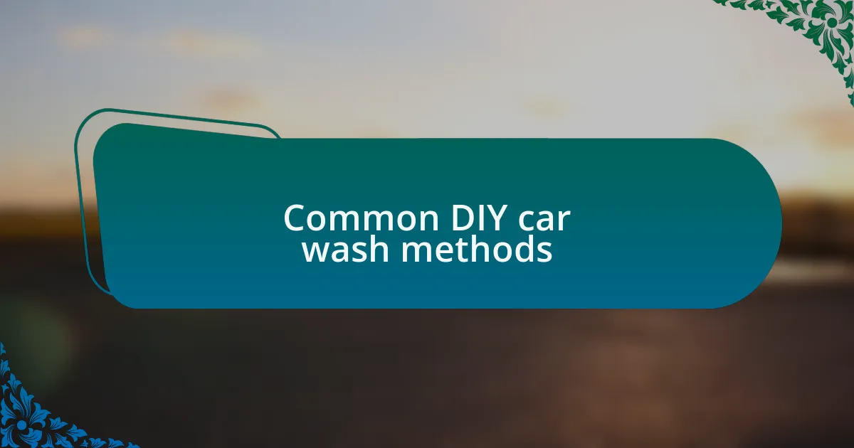 Common DIY car wash methods