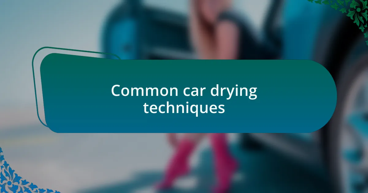 Common car drying techniques