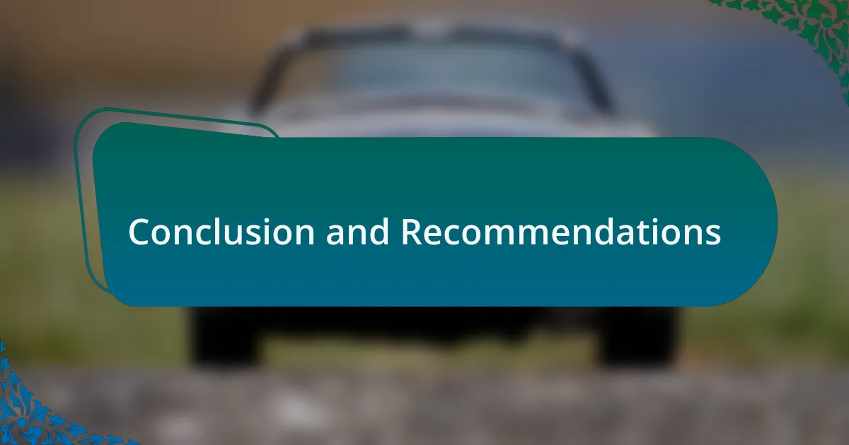 Conclusion and Recommendations
