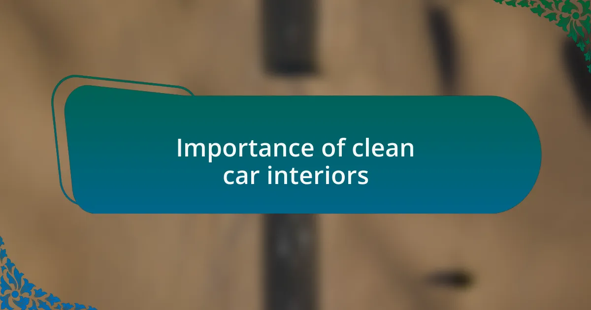 Importance of clean car interiors