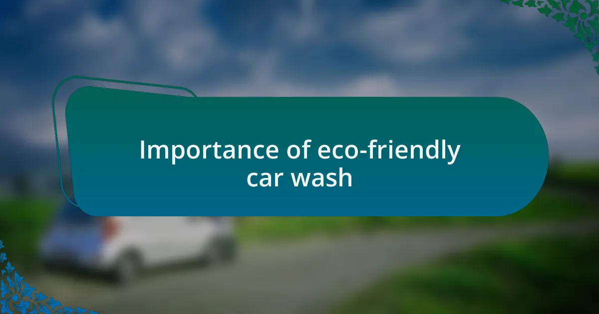 Importance of eco-friendly car wash