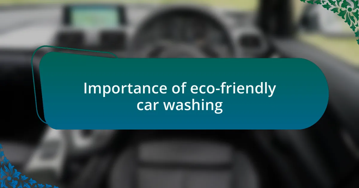 Importance of eco-friendly car washing