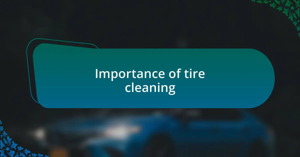 Importance of tire cleaning
