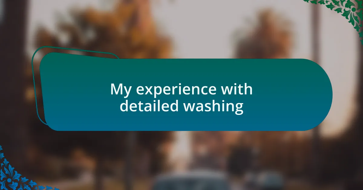 My experience with detailed washing