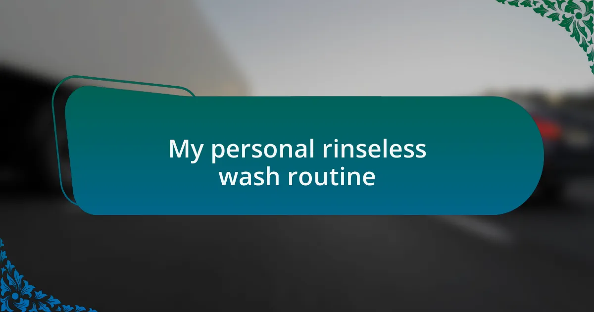 My personal rinseless wash routine