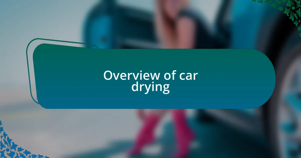 Overview of car drying