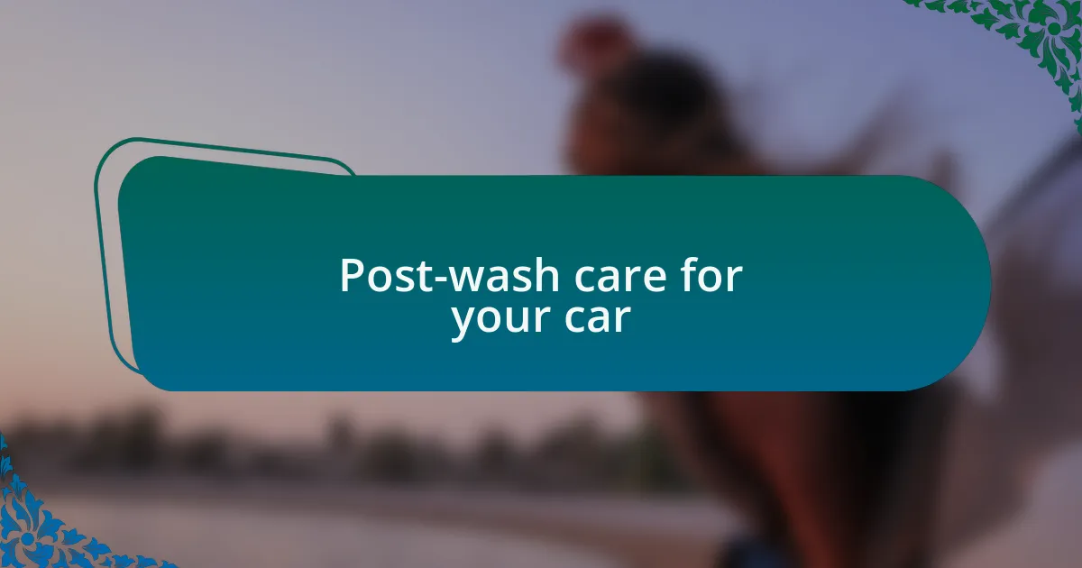 Post-wash care for your car