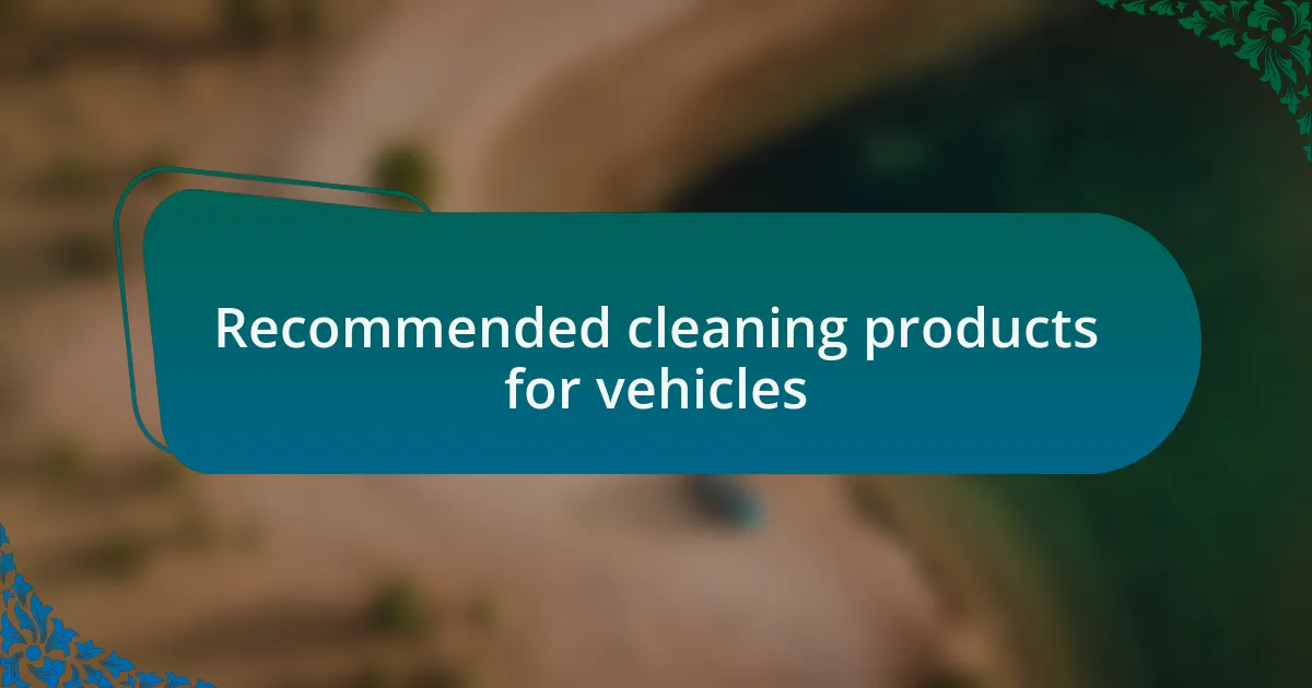 Recommended cleaning products for vehicles
