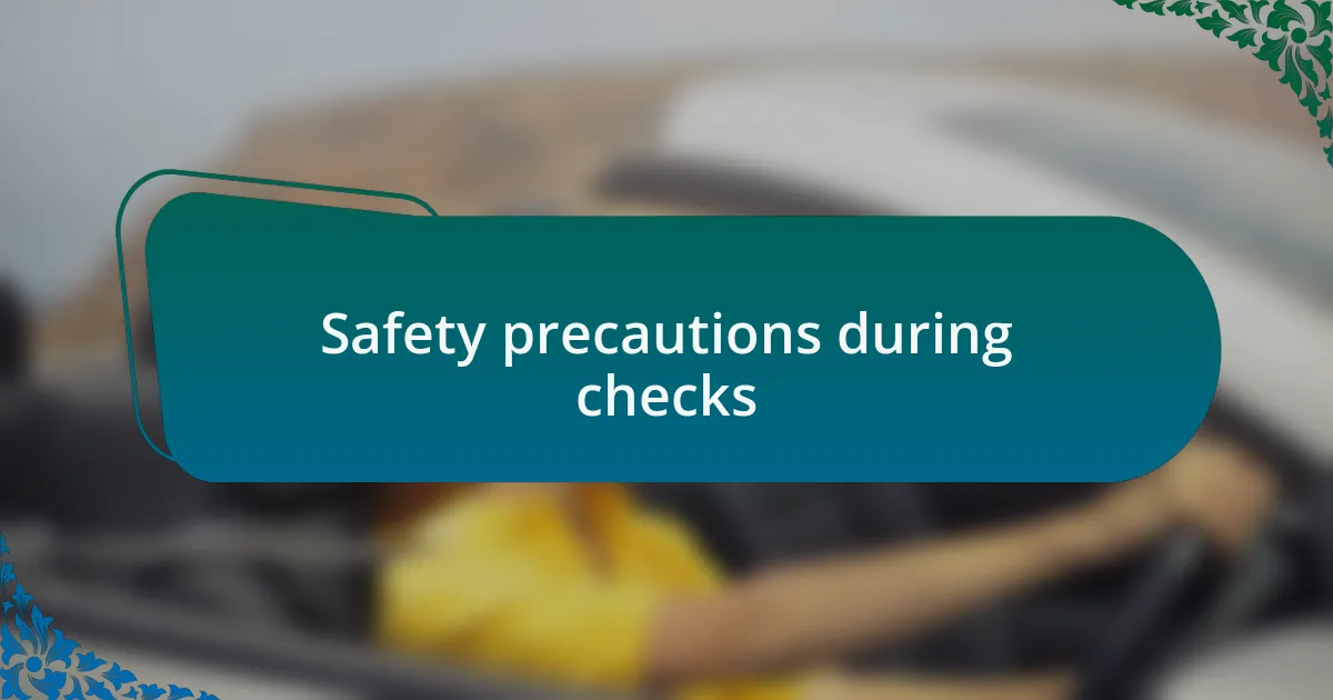 Safety precautions during checks