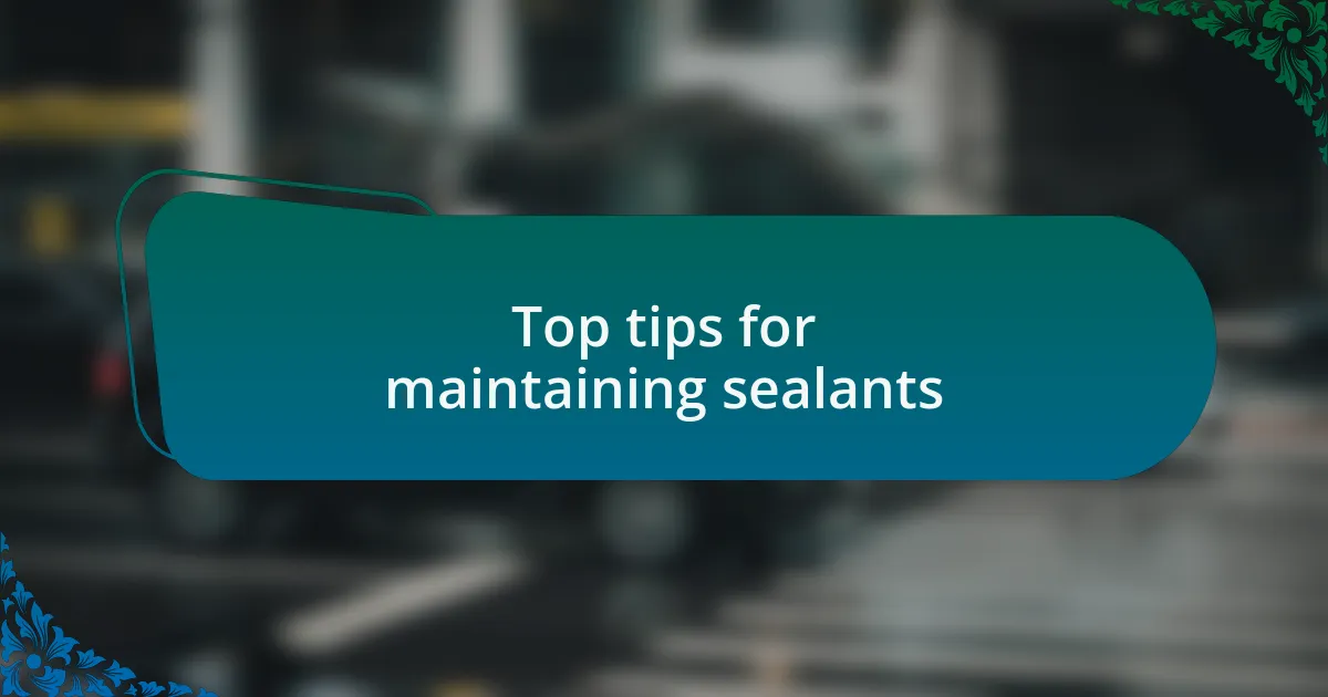 Top tips for maintaining sealants