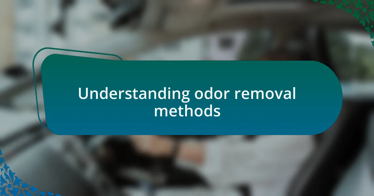 Understanding odor removal methods